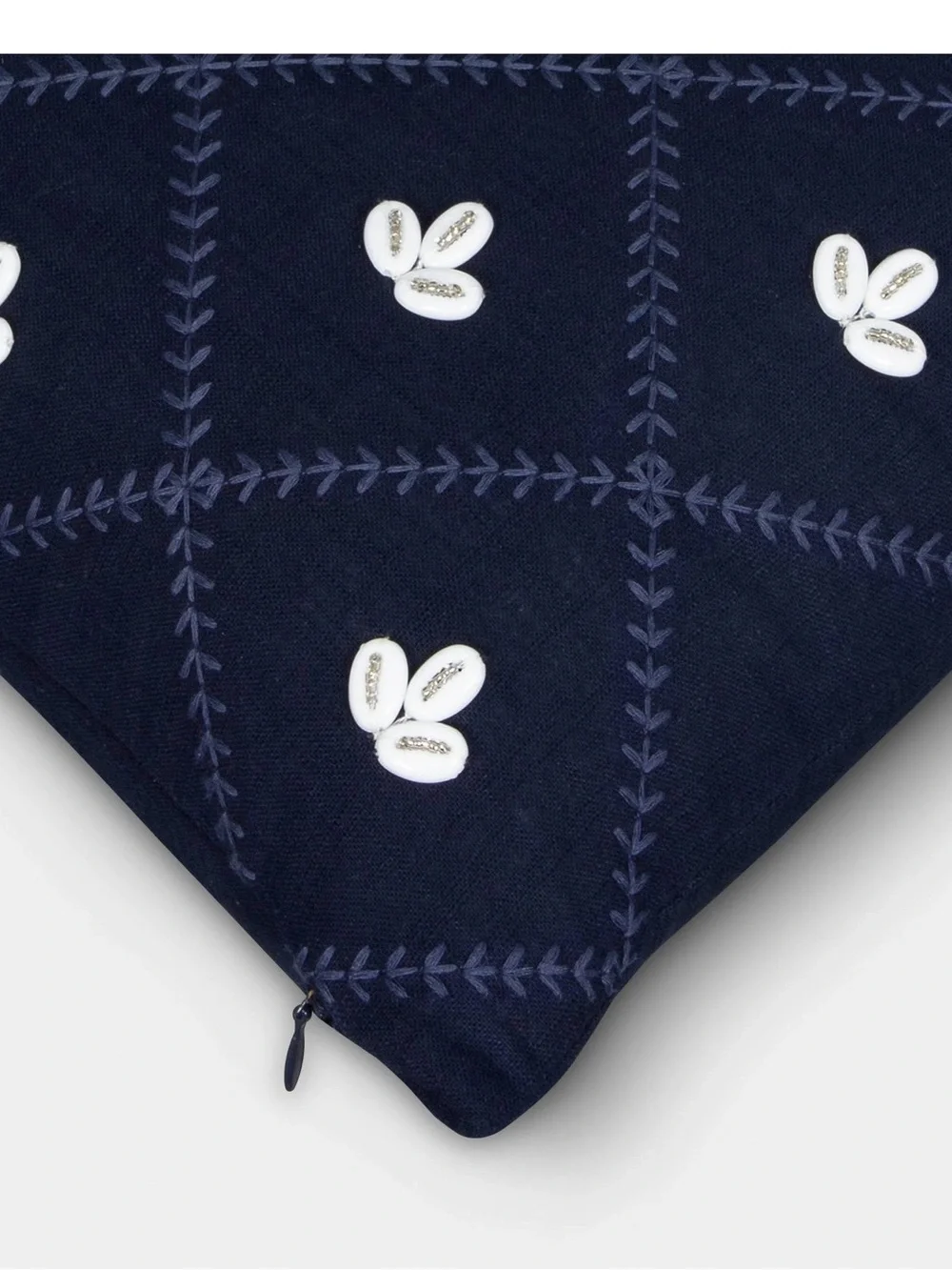 NEW! Embellished Shell Navy Lumbar Pillow - Threshold w/Studio McGee, 20”x14”